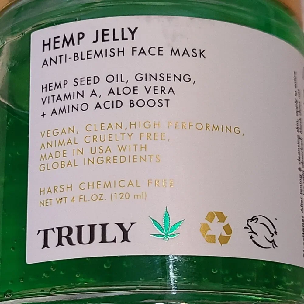 Truly Beauty Hemp Jelly Anti Blemish Face Mask Clean Skin Care 4 oz 120ml New